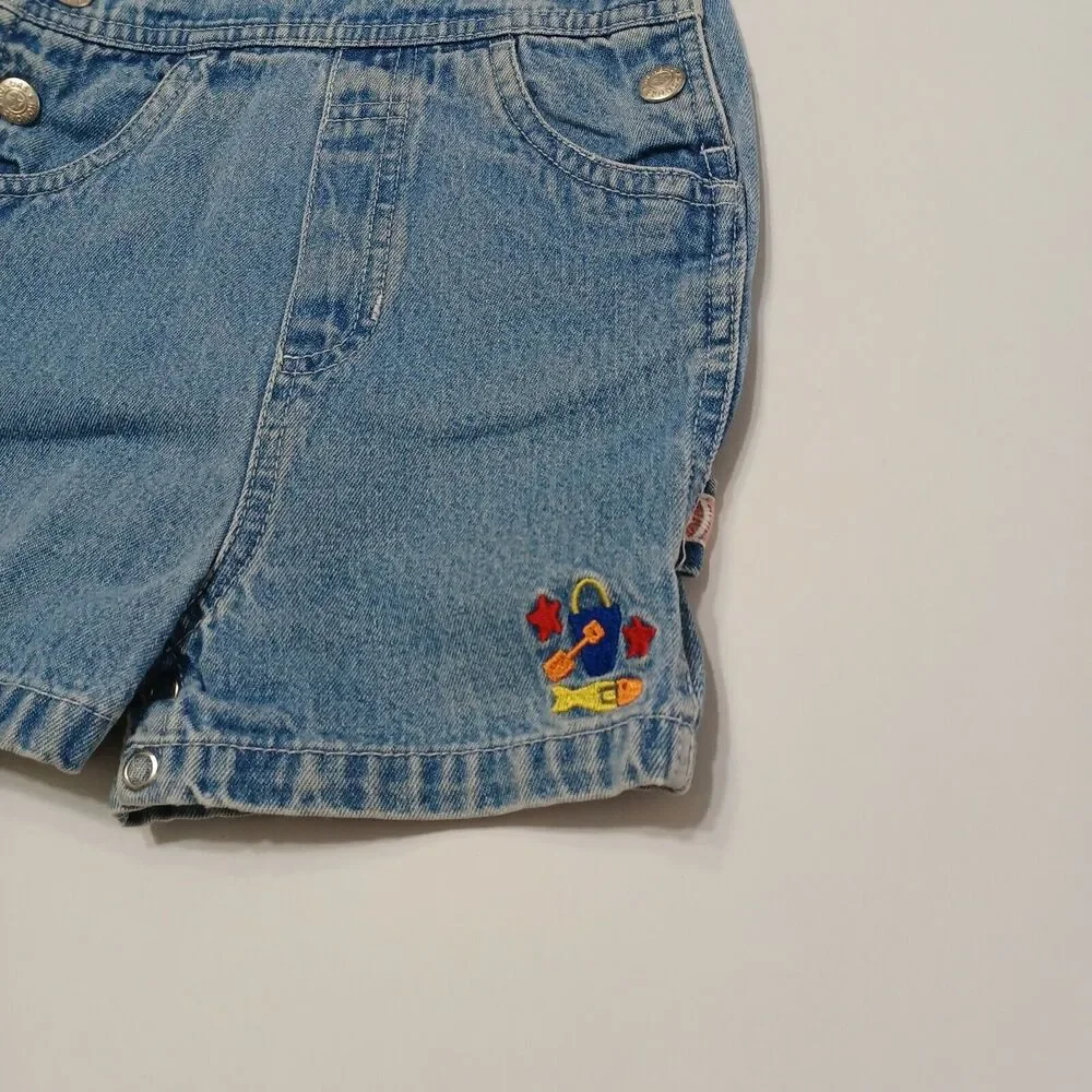 Honors Baby 18 Months Denim Shortalls Blue Adjustable Strap Overall Shorts Stars